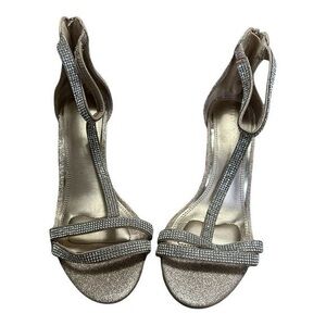 Kelly & Katie Glittering Silver Strappy Heels